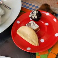 Vegan dessert with mint tea at Shyadma's Vegan Food in Essaouira
