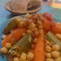 Cus cus with chekpea and risins at Shyadma's Vegan Food in Essaouira
