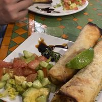 spring rolls and pastilla, our main dishes  at Shyadma's Vegan Food in Essaouira