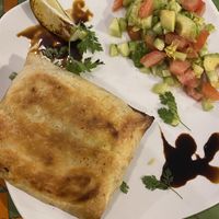 this was super tasty! crunchy pastry filled with veggies  at Shyadma's Vegan Food in Essaouira