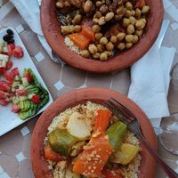 Moroccan salad, vegetable and chickpeaes at Shyadma's Vegan Food in Essaouira