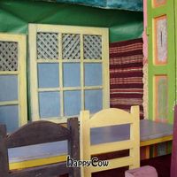 colourful outdoor setting at Shyadma's Vegan Food in Essaouira