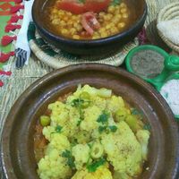 Chickpea and cauliflower tajinis at Shyadma's Vegan Food in Essaouira