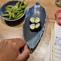 You can actually see the fish egg on the top right part of sushi at Hanaki in Salou