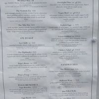 Brunch menu at Society Bar & Kitchen in Edinburgh