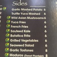 look at all the vegan sides! at MamaSushi in Hollywood