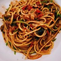 Spaghetti con verdure  at Officine Vegetali Home Restaurant in Controguerra