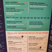 Menu at Fresco & Cimmino in Milan