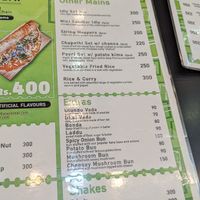 Menu at Balaji Dosai in Kandy