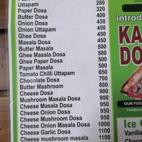 Menu at Balaji Dosai in Kandy