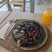 Vegan dark chocolate bubble waffle at The Stardust in Mugla