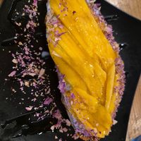 Mango malai toast vegan version at Metta Cafe in Leh
