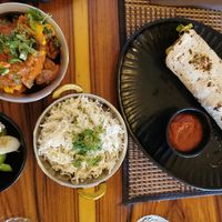 aloo gobi with rice // kebab at Elevant in Tallinn