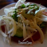 side salad with lots of onions at Elevant in Tallinn