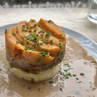 Vegan haggis plate  at Makars Mash Bar - Edinburgh in Edinburgh