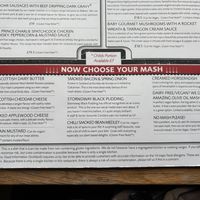 mash menu  at Makars Mash Bar - Edinburgh in Edinburgh