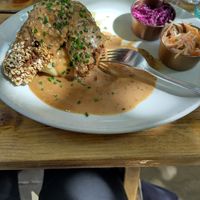 Vegan sausages and vegan mash at Makars Mash Bar - Edinburgh in Edinburgh