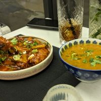 Chick'n chilli and panch ratna (both vegan) at Padharo in Southampton