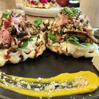 Croffles with Mushrooms and Hummus at Kia Ora Café in Koh Phangan