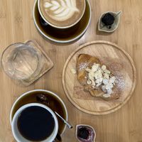 Almond croissant and delicious coffeee  at Kia Ora Café in Koh Phangan