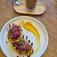 Avocado croffle and choco smoothie at Kia Ora Café in Koh Phangan