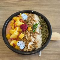 Strawberry smoothie bowl  at Kia Ora Café in Koh Phangan