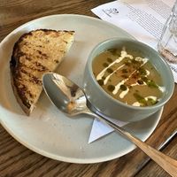 Potato soupp  at Blossom & Root Kitchen in Danville