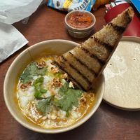 Corn chowder with sourdough at Blossom & Root Kitchen in Danville
