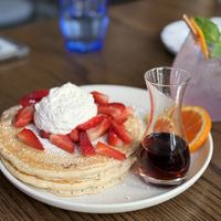The special, Strawberry Pancakes   at Blossom & Root Kitchen in Danville