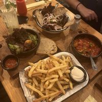 Ceviche de champiñones, falafel and albóndigas   at Cantina Montt in Santiago