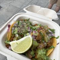Pollo asada taco (left) & Chicharron (right)  at El Compa Vegano in San Fernando
