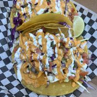 Shrimp tacos  at El Compa Vegano in San Fernando