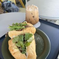 Banh Mi and royal milk tea  at Salon de Vegan in Seoul
