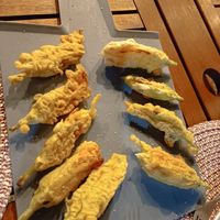 Fried zucchini flower at Home Restaurant da Susanna in Teramo