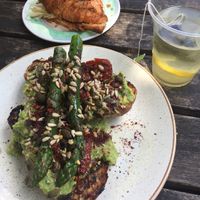 avo toast and almond croissant at The Gallery Cafe in East London