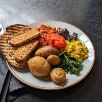 Up close of the English Breakfast at The Gallery Cafe in East London