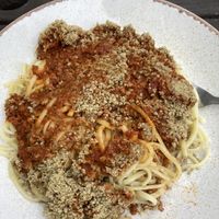 Excellent spaghetti bolognese  at The Gallery Cafe in East London