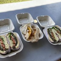 Taro burgers and Taro hummus & chips  at Hanalei Taro & Juice Co - Food Truck in Hanalei