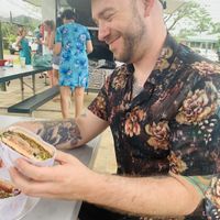 Veggie burger with hummus  at Hanalei Taro & Juice Co - Food Truck in Hanalei