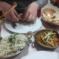 Tarka dal, cumin rice, baigan bhaji, paratha at Indian Tasty Bite in Fatima