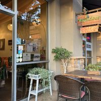 Outside of restaurant. Outdoor seating   at VegiOasis in Huntington Beach