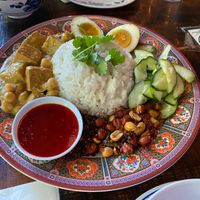 Nasi Lemak (egg on side given to partner) at Kedai Makan in Seattle