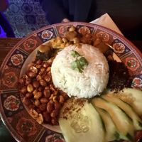 Nasi lemak with rice noodles substituted for wheatt  at Kedai Makan in Seattle