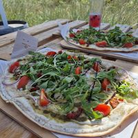 Flammkuchen, Mediterranean at Flunderbar in Hohwacht