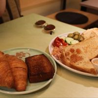The shared breakfast options at Katzentempel in Cologne