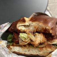 BBQ crawfish burger   at Seasoned Vegan Real Quick in New York City