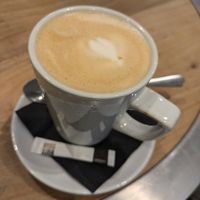 Oatmilk latte at The Woodside in Doune