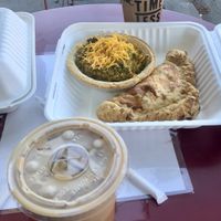 Broccoli quiche, potato empanada, and two delicious mochas!  at Timeless Coffee Roasters and Bakery in Oakland