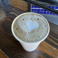 heart on hojicha 🖤 at Timeless Coffee Roasters and Bakery in Oakland