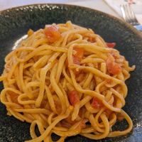 Linguine with Arrabiata sauce at La Pastaria in Himare